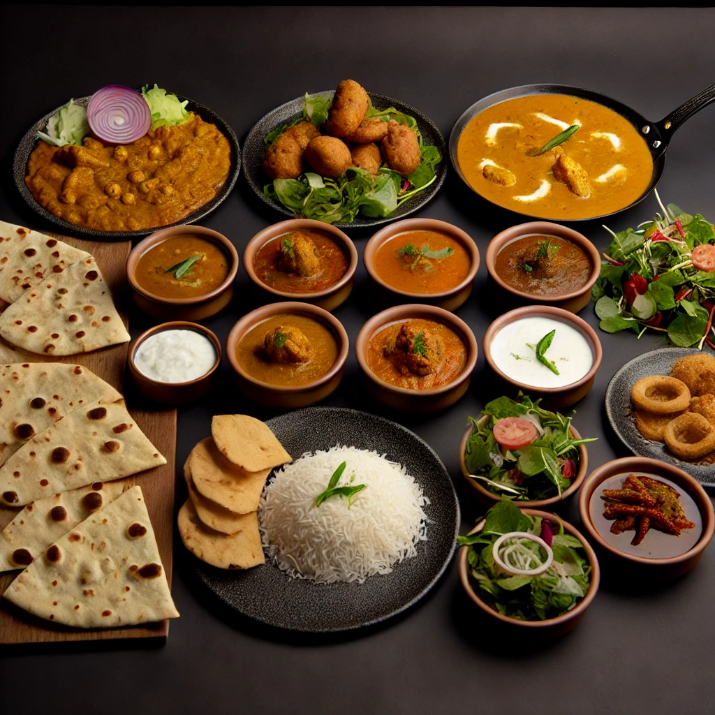 A colourful spread of Indian food